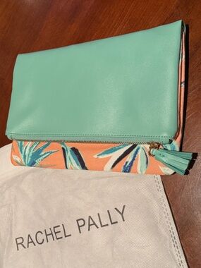 New, never used, Rachel Pally Turquoise & Coral Floral Zip Clutch
